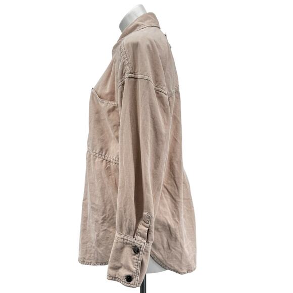 Free People Revolve Baby Cord Buttondown Jacket Shacket Women's SZ S Beige Boho - Picture 5 of 16